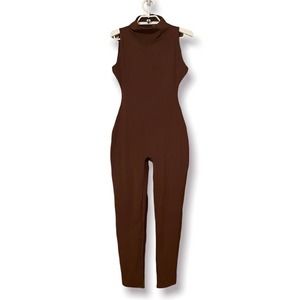 SKIMS ALL IN ONE MOCK NECK SLEEVELESS ONESIE COCOA SMALL NWT